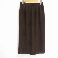 #s レリアン Leilian スカート 11 茶系 総柄 ロング タイト 11号 総ゴム 日本製 レディース [962958] k01