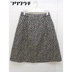 ◇ ketty ケティ 花柄 フラワー ラメ 膝丈 フレア スカート サイズ3 ネイビー ベージュ レディース 【中古】 【1104090004166】