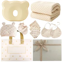 Joyancejt 出産祝い 女の子 男の子 オーガニックコットン11点セット 新生児ギフトセット 柔らか 可愛い ギフトBOX付き (11点セット) 0