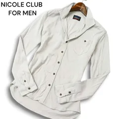 NICOLE CLUB FOR MEN ニコルクラブ フォーメン 通年★ ストライプ 長袖 スタンドカラー シャツ Sz.46 メンズ 灰