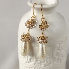 ハンドメイドピアス　ドライフラワー　A-016