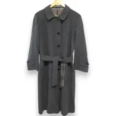 良品 BURBERRYS バーバリーズ ヴィンテージ ノバチェック ウール100％ リバーシブル ステンカラーコート サイズ11AB3 グレー系 レディース 古着 中古 USED