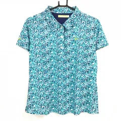 ★値下げ★ビバハート 半袖ポロシャツ グリーン×白 花柄 レディース 44(XL) ゴルフウェア VIVA HEART