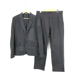コムデギャルソンオム COMME des GARCONS HOMME パッチワーク装飾2Bテーラード スーツ ジャケット パンツ セットアップ チャコール ブラックS/Mのサムネイル