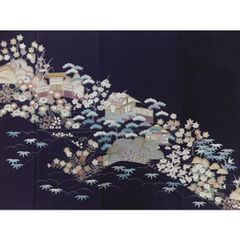 美品❇️有名作家手描友禅 黒留め袖 比翼仕立て 五つ紋 フルセット