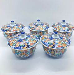 有田焼・牡丹鳳凰図高台蓋付湯呑5個セット・新品未使用 - メルカリ