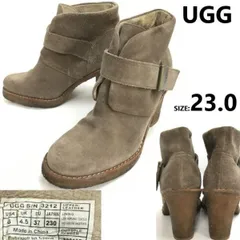 アグ/UGG★本革/スエード/ヒール/ショートブーツ【JAPAN 23.0/USA6/ベージュ】インソール起毛/Leather/shearling/Boots/shoes◆bWB89-43<sale>