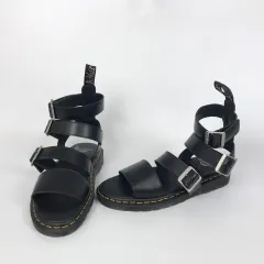 未使用Rick Owens2025SS 疯狂レースアップサンダル 本革 ブラック 未使用Rick Owens2025SS 疯狂レースアップサンダル 本革