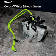 サック　巾着袋　収納袋　ダイニーマ　キャンプ　登山　ホワイト＆ネオングリーン　Sサイズ
