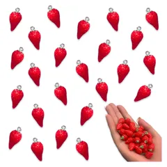 チャーム イチゴ 19ｍｍ 苺 赤 30個 いちご 果物 フルーツ ぷっくり カン付き ストロベリー アクセサリー ハンドメイド キーホルダー ストラップ パーツ BD4134
