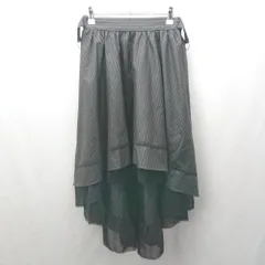 ◇ Θ axes femme ストライプ柄 フリル フィッシュテール ロング フレアー スカート サイズM ダークグレー レディース E  【1506190010496】