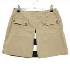 【美品】トミーヒルフィガー キュロットスカート ベージュ×白 ステッチ 一部ボーダー レディース M ゴルフウェア Tommy Hilfiger Golf