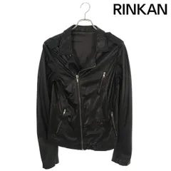 リックオウエンス・グレー レザー フード付き シングルライダースジャケット 訳有 Rick Owens レザーライダース