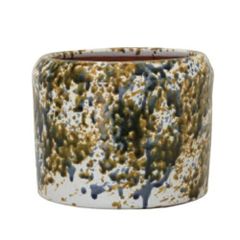 陶器製 植木鉢 イエローとブラウンのグラデーション　【新品未使用・美品】 陶器製 植木鉢 イエローとブラウンのグラデーション 【新品未使用・美