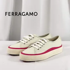 ♡新品未使用♡フェラガモ24.5 ホワイトレザースニーカー 薄い