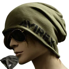 AVIREX ニットキャップ ニット帽 帽子 メンズ レディース スウェットキャップ NEK ルーズ キャップ ブランド アビレックス リバーシブル AX REVERSIBLE SWEAT CAP 7990254 80716900 (35-カーキ)