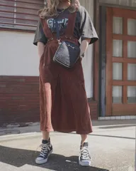 2way Corduroy Flare Jumper Skirt (brown)のサムネイル