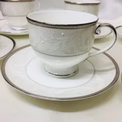 S【保管品】ナルミ ボーンチャイナ プラチナム カップ&ソーサー 6客セット 食器 ティーセット