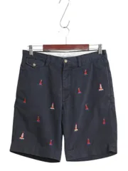 【お得なクーポン配布中!】 ポロ ラルフローレン 総柄 コットン チノ ショートパンツ メンズ 30 古着 ショーツ 短パン 灯台 モノグラム アーミー タイプ ノータック 紺