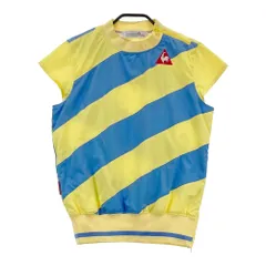 サイズ：M LE COQ GOLF ルコックゴルフ  裏メッシュ 半袖ブルゾン 斜めボーダー柄 イエロー系 [240101407632] ゴルフウェア レディース ストスト