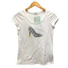 アンレクレ en recre Tシャツ カットソー クルーネック スパンコール ラインストーン 半袖 2 白 ホワイト