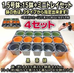 平日＊日中注文即日発送-4セット＊1.5号鉢ミニプラ鉢：3色単色や混合選択(15鉢＋ミニトレイセット)×4セット＊多肉植物・塊根植物コーデックス・アガベ・サボテン・ハオルチア・アデニウム・パキポディウム・実生・種まき・さし芽・さし木＠フラワーショップ江口