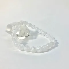 シンプル クラック水晶 パワーストーン ブレスレット 天然石ブレス 8mm メンズ・レディース 男性・女性  数珠 ●