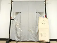 平和屋着物●銀座きしや　訪問着　駒刺繍　松に藤花房　金糸　金彩　たとう紙付き　正絹　逸品　AAAZ3102np