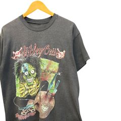 80s ビンテージ Motley Crue PUSHEAD スカル プリント バンド Tシャツ L位 ブラック フェード 80年代 モトリークルー パスヘッド バンT ロックT