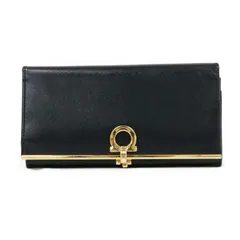 【美品】FERRAGAMO フェラガモ 長財布 メンズ レザー ガンチーニ 茶色 フェラガモ 長財布 財布 メンズ レディース ガンチーニ ブラック