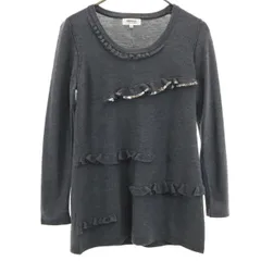 Sonia Rykiel ソニアリキエル 長袖 スパンコールフリル セーター 38 チャコールグレー ニット レディース 古着