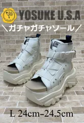 ☆新品未使用☆ Lサイズ 24cm~24.5cm ヨースケ YOSUKE 厚底サンダル レディース ホワイト 白 ブーツサンダル スニーカーサンダル  ハイカット 約11cmソール MY0108-446