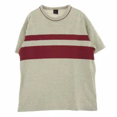 NIKE ナイキ 90s?00s ボーダー プリント スウォッシュ ロゴ刺繍 半袖 Tシャツ グレー系 エンジ系【中古】