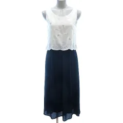 マジェスティックレゴン MAJESTIC LEGON ドッキングワンピース マキシ ロング 刺繍 ノースリーブ S アイボリー 白 ホワイト /AU