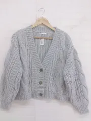 ◇ RETRO GIRL レトロガール クロップド丈 ローゲージ ニット カーディガン サイズM グレー レディース P  【1212230002528】