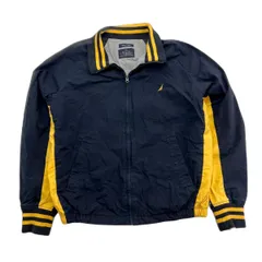 NAUTICA ☆ コットン スポーティー デザイン ジャケット ブルゾン ネイビー イエロー M アメカジ ストリート 王道 古着 ノーティカ■BL76のサムネイル