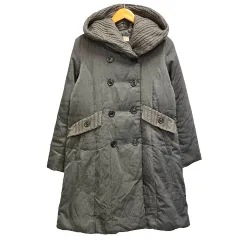 バーニーズニューヨーク BARNEYS NEW YORK ダウンコート ダウンジャケット アウター ニット 切替 ウール混 無地 膝丈 40 グレーのサムネイル