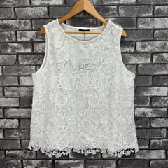【新品　未使用　タグ付き】　【TRUBE】 フラワーレース　ノースリーブプルオーバー　レディース　トップス　カットソー　ノースリーブ　インナー　L〜LL　オフホワイト