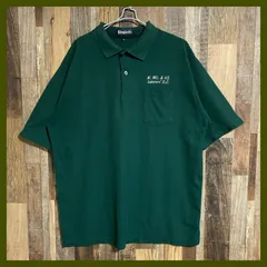 グリーン 胸ポケ メンズ 古着 半袖 ポロシャツ 刺繍 ワンポイント