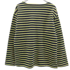 JOURNAL STANDARD relume ジャーナルスタンダードレリューム ボーダー柄 長袖 ボートネック Tシャツ L ネイビー系 ロンT 裏起毛 メンズ 古着