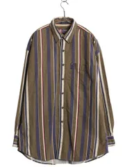 【お得なクーポン配布中!】 90s チャップス ラルフローレン ストライプ 長袖 ボタンダウン シャツ メンズ L / 古着 オールド ポロ コットン ポケット付き マルチカラー