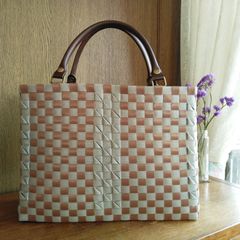 PPバンド【プラなのにきちんとバッグ】シリーズ　茶×グレー　Lサイズ