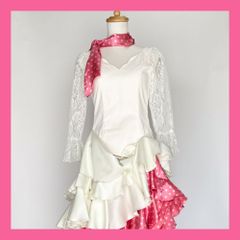ローズピンク×ピンクドットボウタイ(cr-161-3)／フラメンコ・ダンス・ベリーダンス・舞台衣装小物・ピキージョ・シージョ・ボウタイ