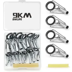 【迅速発送】9KM DWLIFE トップガイド ロッドガイド 20個/40個/45個セット ステレンス ラミックリング 釣り竿穂先 交換 修理キット 淡水 海水