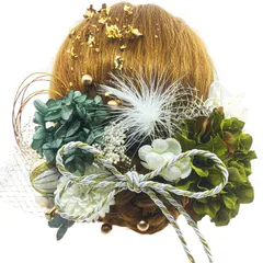 特別価格　造花飾り 和玉 赤 ダリア ヘアアクセサリー 成人式 ゴールド 水引 髪飾り ヘッドパーツ あじさい 振袖 着物 ドライフラワー 卒業式 七五三 浴衣 8色展開 袴 結婚式 かすみ草 和装 [JZOON] 造花 手作り 専用ケース付き