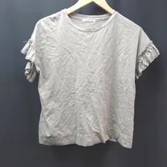 ◇ pual ce cin ラウンドネック 無地 フリル 半袖 Tシャツ 表記なし グレー レディース E  【1310050026349】