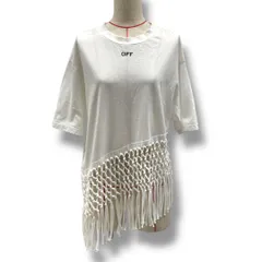 OFF-WHITE オフホワイト フリンジTシャツ 半袖 カットソー クルーネック アシンメトリー ロゴプリント OWAA075R20F29125 イタリア製 白 ホワイト サイズ42 レディース 夏 ゴーゴー古着久喜倉庫2 No.名久北659のサムネイル