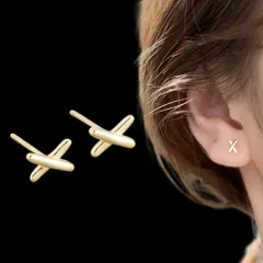 ゴールド メタル X クロス 小ぶり シンプル ピアス