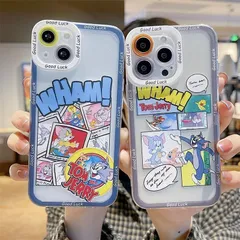 スマ 透明 耐衝撃 全面保護 シリコン ソフト iPhone13/XS/XR/X iPhone15Pro 14ProMax スマホケース iphone16 インスタ映え トムとジェリー