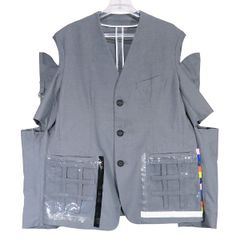 TAKAHIROMIYASHITA TheSoloist. タカヒロミヤシタ ザソロイスト THREE-WAY COLLARLESS JACKET sj.0005SS22 スリーウェイカラーレスジャケット グレー ノーカラー テーラード サイズ46 maykのサムネイル
